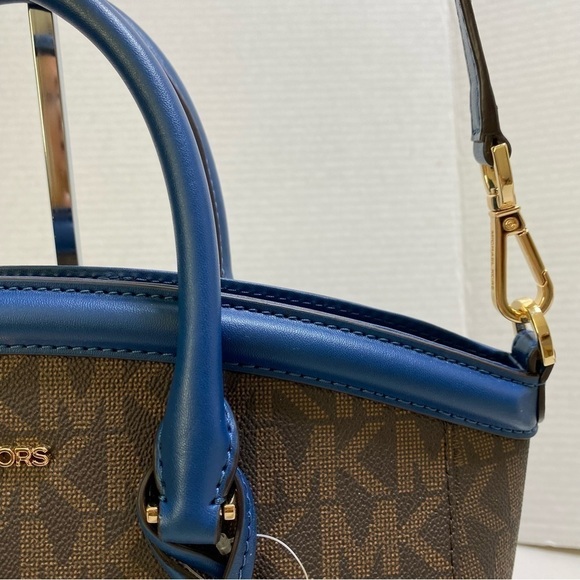 BNWT Michael Kors LG Yara Satchel w/ Crossbody Strap River Blue - Picture 8 of 10
